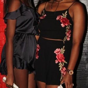 Fashion Nova Two Piece Rose Embroiderer Set